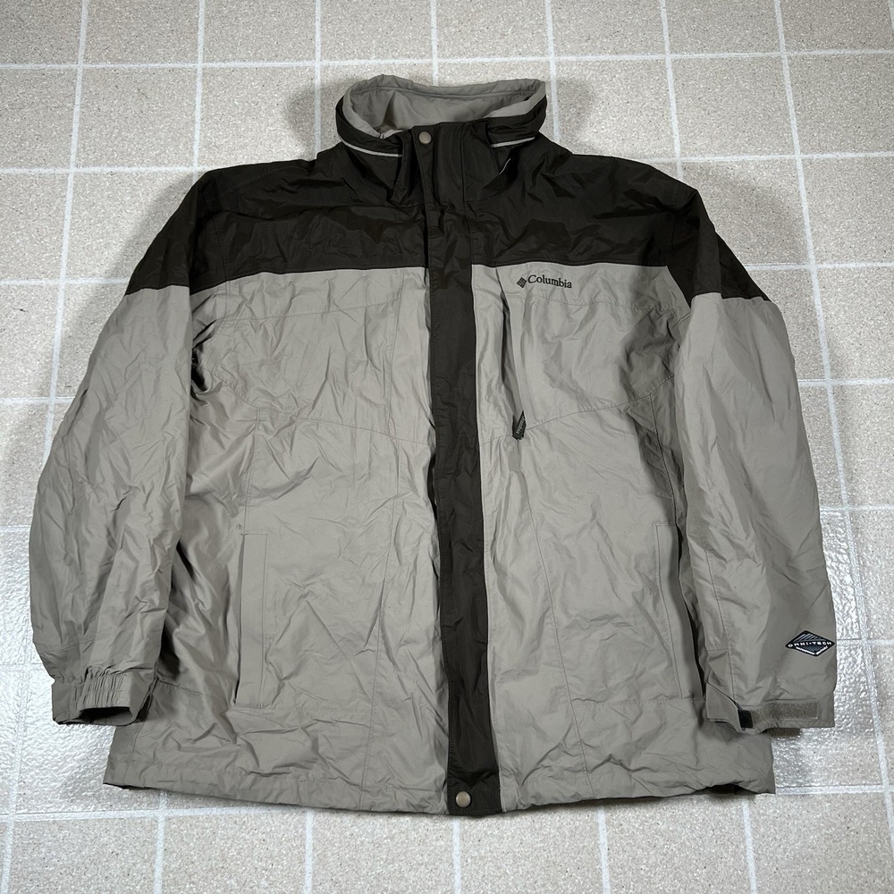 Columbia Jacket Men 2XL Beige Black Bugaboo Omni-Tech Nylon Shell